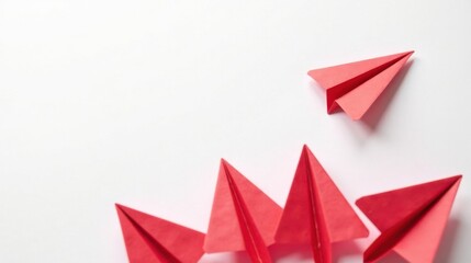 Red Paper Airplanes Leading the Way to Success