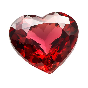 Beautiful heart-shaped ruby gem shining brightly.