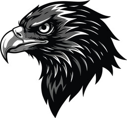 Obraz premium Monochrome Eagle Head Illustration - Bold and Fierce Design