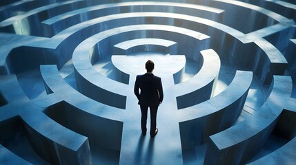 An entrepreneur in a focused decision making process, with clear goals and outcomes in mind for their business