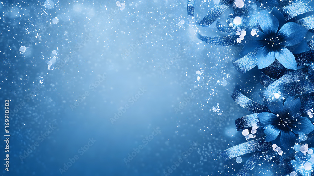 Aufkleber Blue floral background with soft bokeh and subtle texture, perfect for design projects