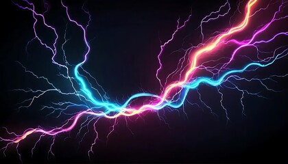 Abstract Neon Lightning Bolts Energy Flow