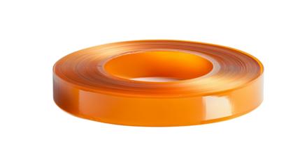 Bright orange tape on white background.