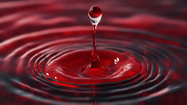 Vibrant red droplets cascading on a mesmerizing surface. Sanguine. Illustration