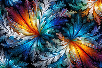 Fototapeta premium Geometric Background fractal Julia Collection Graphics background a pattern of glowing multicolor ice mosaic 