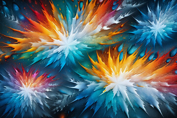 Obraz premium Geometric Background visualization of implicit function surfaces background a pattern of glowing multicolor ice mosaic 