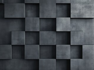 Abstract geometric wall design featuring dark square panels.