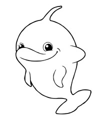 sea animals coloring book illustration