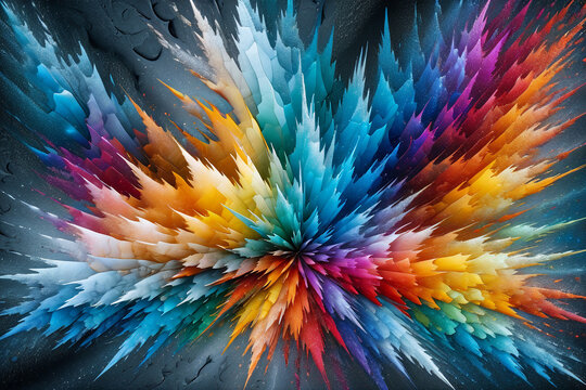   Geometric Background  visualization of implicit function surfaces  background  a pattern of glowing multicolor ice mosaic   