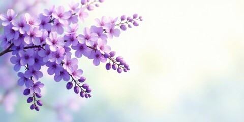 Obraz premium Delicate Lilac Blossoms on a Branch Against a Soft, Blurred Background
