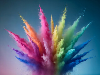 Gradient Background Colorful Powder Splash In The Air