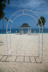 Brisas Hotel gazebo in Guardalavaca sand beach, Holguin province, Cuba
