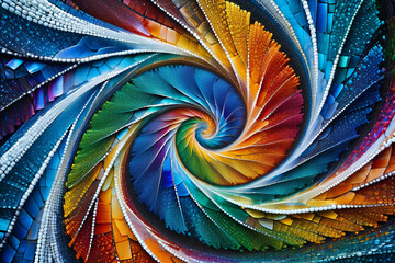  Geometric Background  Fibonacci spiral  background  a pattern of glowing multicolor ice mosaic   