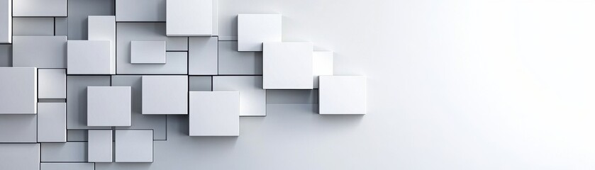 Modern abstract background with white geometric shapes and textures.