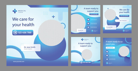 Medical health clinic template for social media post vector template. Medical social media post template. Medical social media banner or square social media post banner.