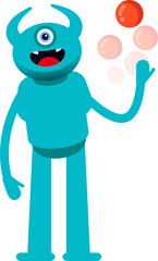 Monster Character Playing Ball
