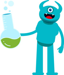 Monster Character Holding Lab Flask
