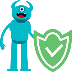 Monster Character and Check Mark Shield
