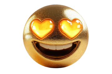 Happy golden emoji with heart-shaped eyes.