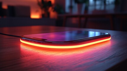 Fototapeta premium Smartphone Wireless Charging Illuminated Red Glow