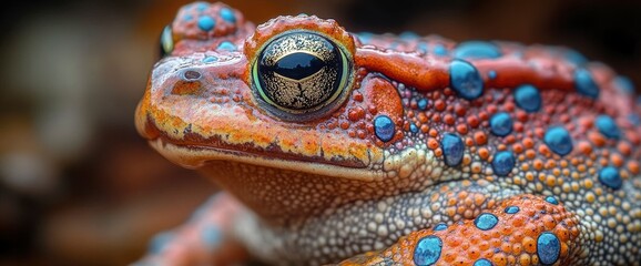 Vibrant Close-up of a Colorful Frog with Striking Eye Detail