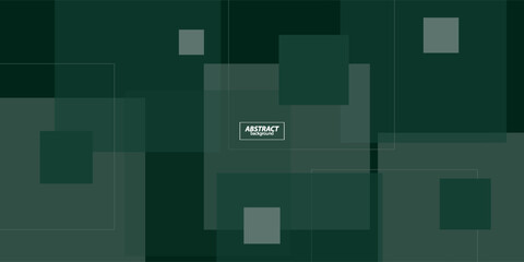 Abstract green background. Square geometric design on dark color. Modern overlapping paper cut futuristic background vector illustration. Vector Eps10