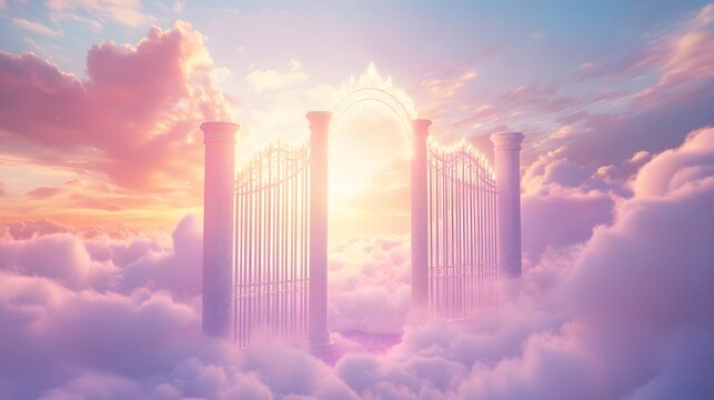 Heavenly Gate in Clouds of Sunset Light - Powered by Adobe