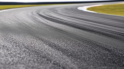 Naklejka premium Detailed View of a Curved Asphalt Racetrack Surface