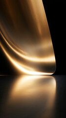 Minimalist Abstract Background with Curved Gold Surface and Light Reflection