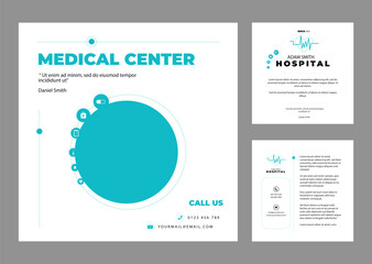 Professional medical healthcare service social media post template design. Clinic or hospital digital marketing flyer for web. Creative health business promotion banner for doctor, dentist with logo.