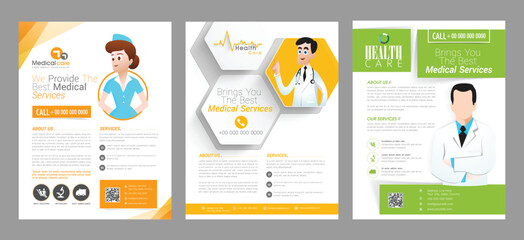 Medical Healthcare Flyer Design Template, Health medical flyer, Healthcare cover a4 template, Corporate healthcare and medical flyer or poster design Print
