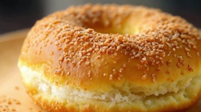 Golden cinnamon cronut with vanilla glaze, cinnamon sugar, and warm lighting, creating a cozy and inviting comfort