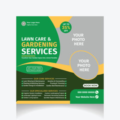 lawn & garden design social media post design template layout