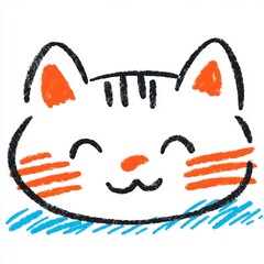 Cheerful Hand-Drawn Cat Illustration: Playful, Simple Style. AI Generated