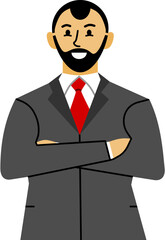 Businessman in formal suit folding arms and smiling