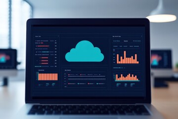 Fototapeta premium Effective data and information management. Using cloud systems to store data. Security and convenience of using cloud systems.