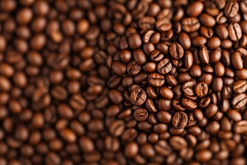 Fototapeta premium Coffee beans and roasting process. Details of freshly roasted coffee beans.
