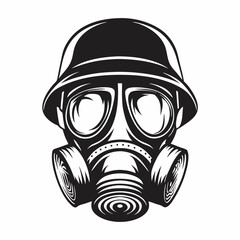 head of soldier army wearing helmet and gas mask vector illustration design