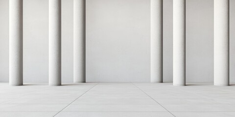 Obraz premium A minimalist interior featuring white columns and a smooth floor, creating a clean and open aesthetic.