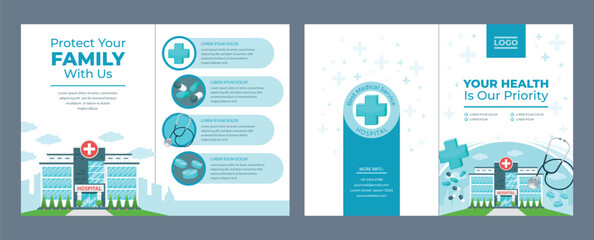 Medical Health Conference live webinar banner invitation and social media post template. Healthcare webinar invitation design. Healthcare banner template