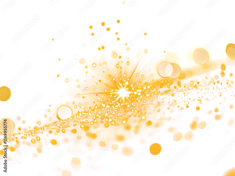 Sticker golden light burst with sparkles on a light design a visual representation of pure energy and its tr