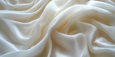 Fototapeta premium Smooth, creamy white fabric with elegant folds and wrinkles.