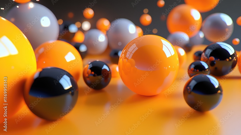 Poster abstract d background with interconnected spheres and lines forming a dynamic network. no text, no p
