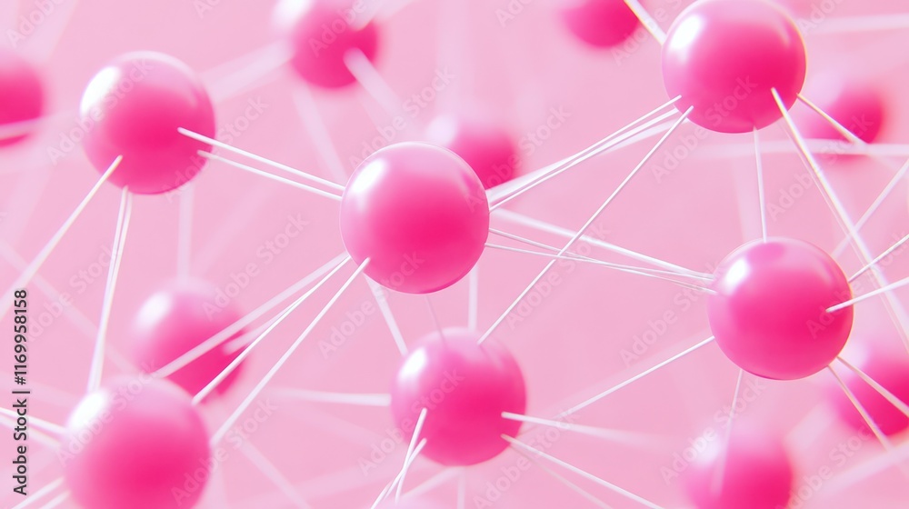 Poster abstract d background with interconnected spheres and lines forming a dynamic network. no text, no p