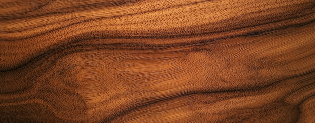 Naklejka premium Close-Up of Polished Walnut Wood Surface with Natural Grain Patterns