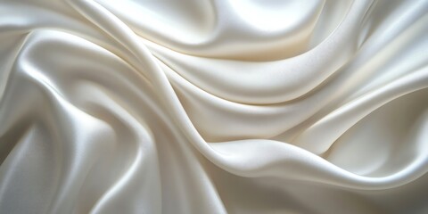 Fototapeta premium Soft white satin fabric with elegant folds and wrinkles.