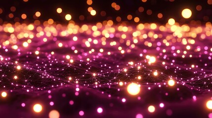 Obraz premium AI-designed futuristic grid of luminous dots, connecting lines, and glowing elements, with plenty of open space for marketing content.
