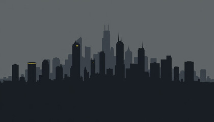 Fototapeta premium Nighttime City Skyline Silhouette