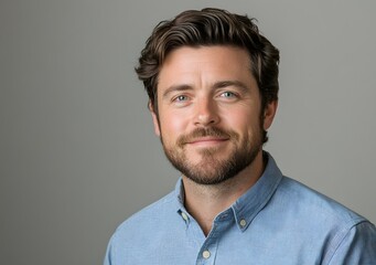 Fototapeta premium Portrait of a Smiling Man with Brown Hair