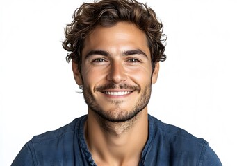Obraz premium Handsome Man Smiling with Curly Brown Hair